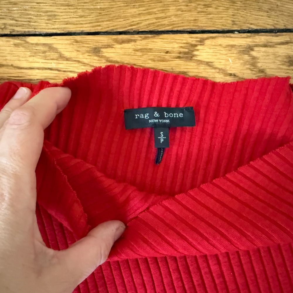 rag & bone Red Ribbed Sweater - Size Small - Picture 4 of 6